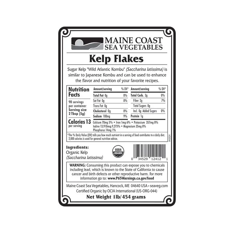 Maine Coast Sea Vegetables Kelp "Kombu" Flakes 1 lb. bag - Image 2
